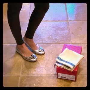 Tory Burch Reva Ballet 6.5 Paladium/Nickel
